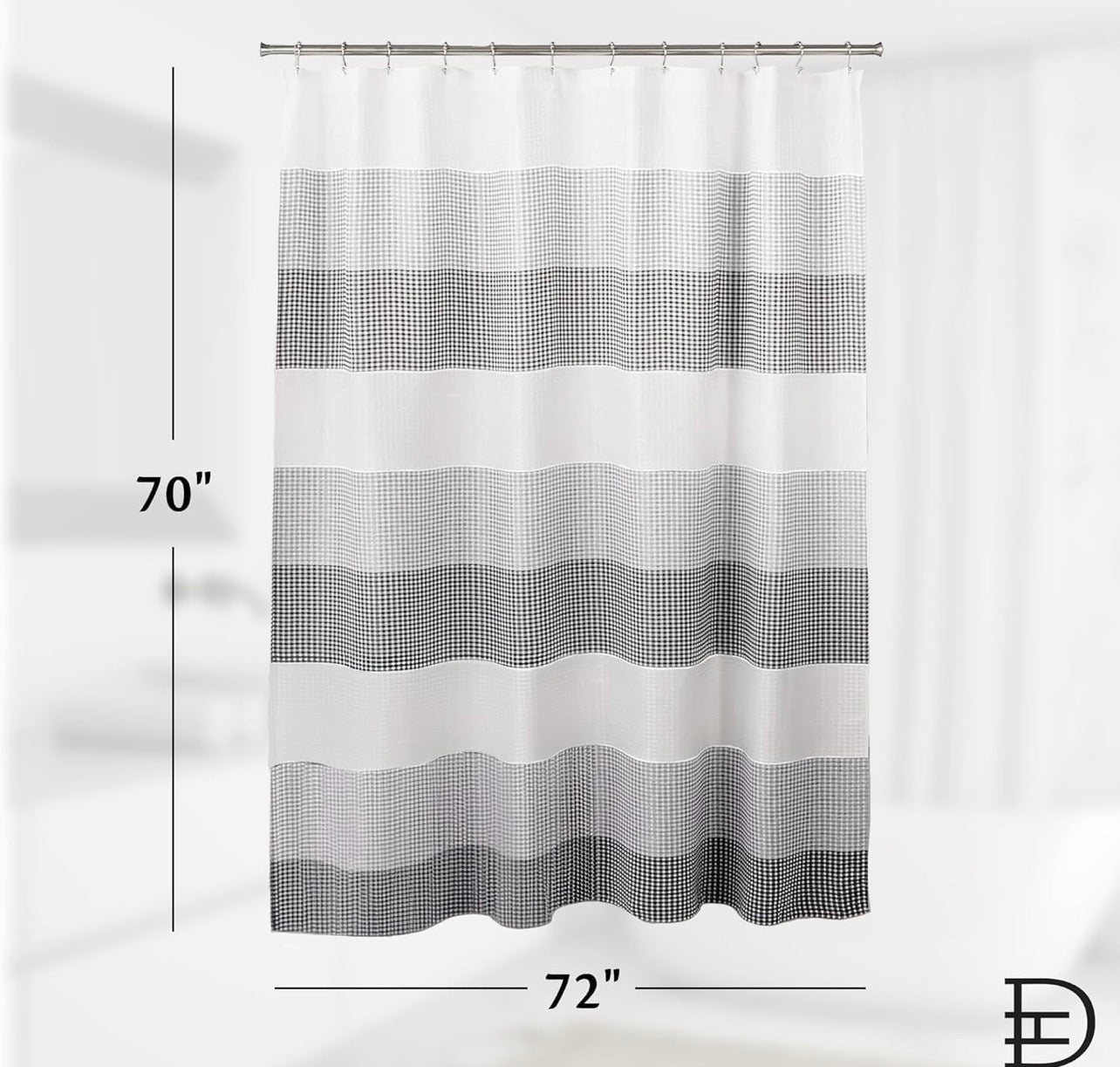 Dainty Home | Smoke Grey Ombre Waffle Weave Shower Curtain - 70" x 72" - Water Resistant Polyester Blend Fabric Shower Curtain - The Best Gradient Design Washable Waffle Shower Curtain
