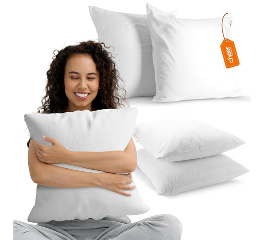 Cheer Collection Throw Pillows - Decorative Square Pillows for Bed and Couch - Snuggy 26x26 Euro Pillow Inserts with Cover