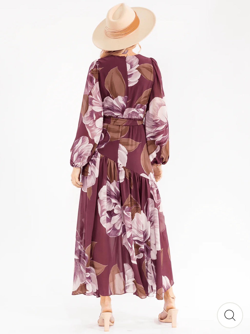 Vestido maxi floral manga larga
