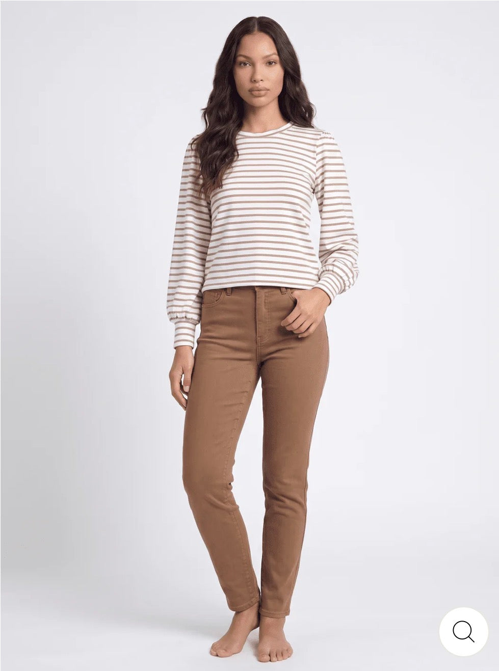 Camisa manga larga rayas taupe