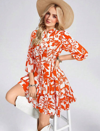Vestido anaranjado estampado floral