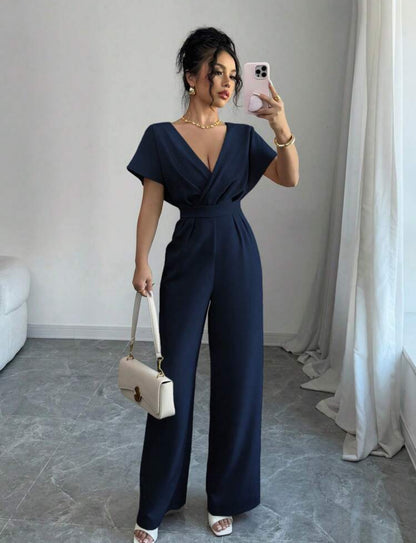 Jumpsuit azul con cinta en la cintura