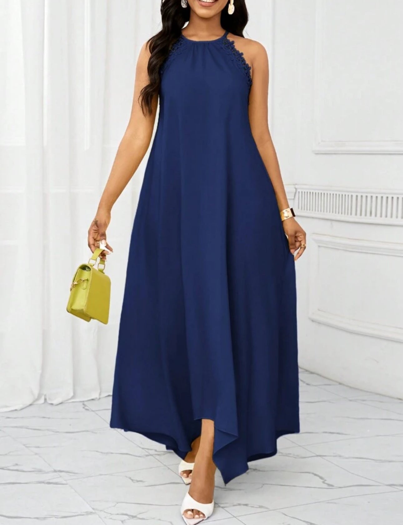 Vestido azul largo de tirantes