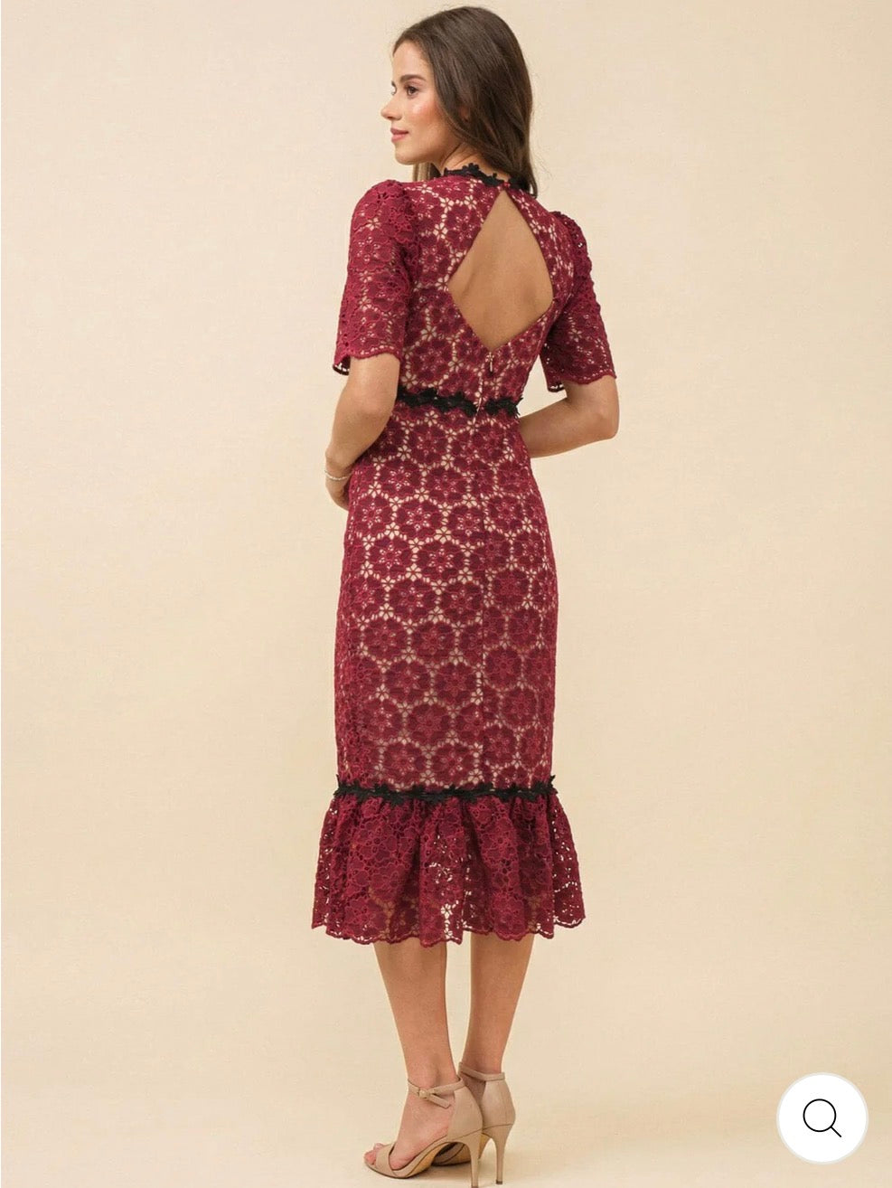 Vestido rojo maxi crochet open back