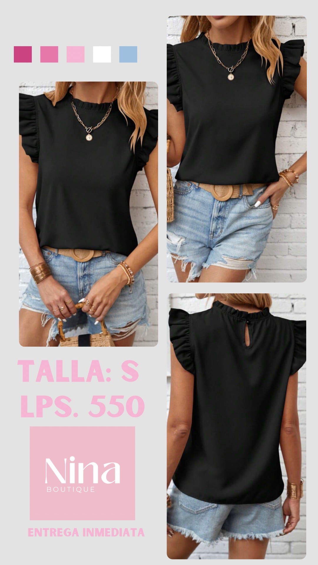 Camisa negra manga corta