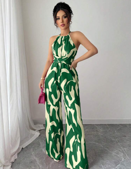 Jumpsuit beige y verde