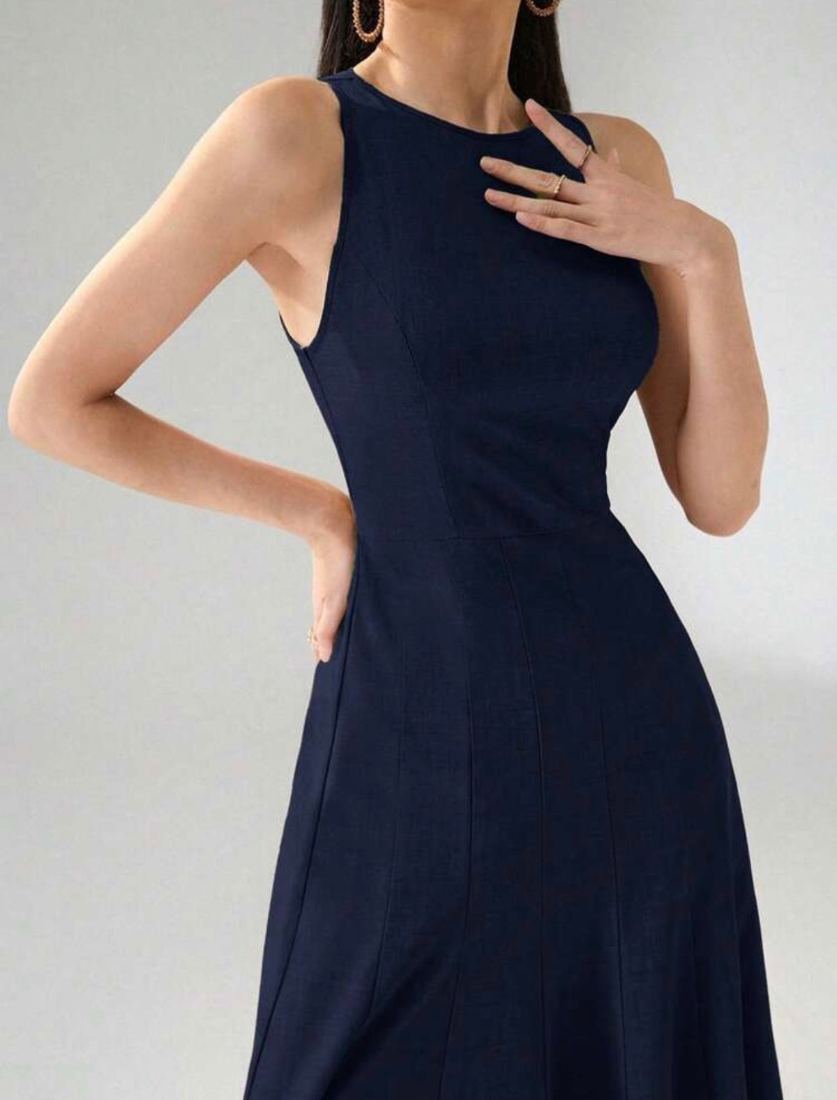 Vestido azul marino elegante largo