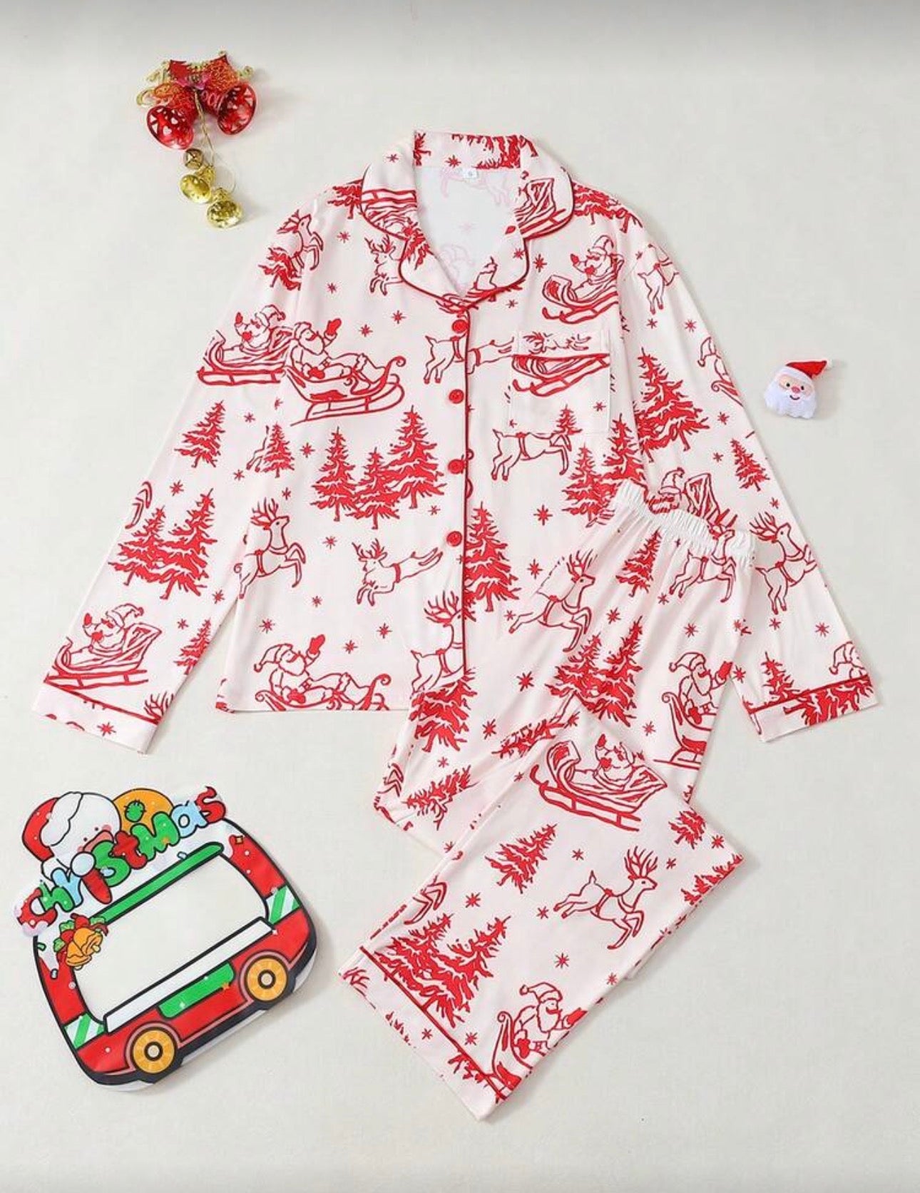 Pijama de Navidad blanca y roja