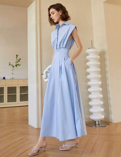 Vestido azul claro largo