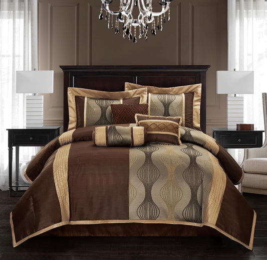 Kath Bronze Comforter Set - 7 piezas, Café, Queen