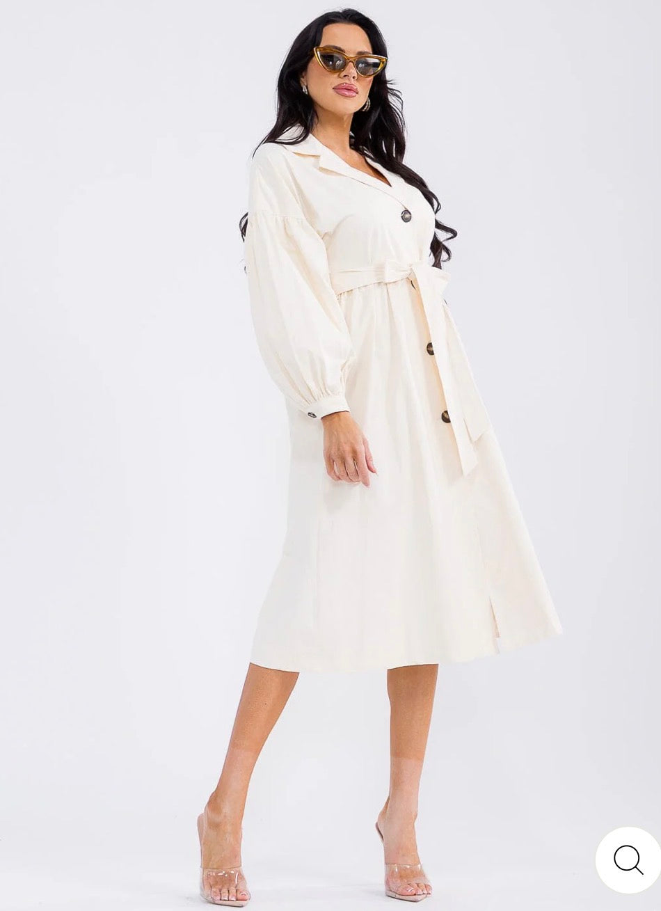 Vestido midi Denim crema
