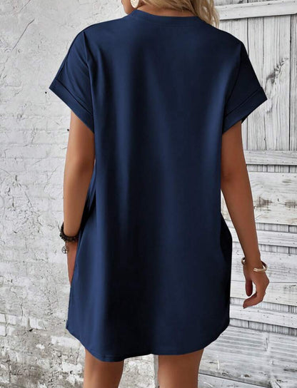 Vestido azul con bolsillos