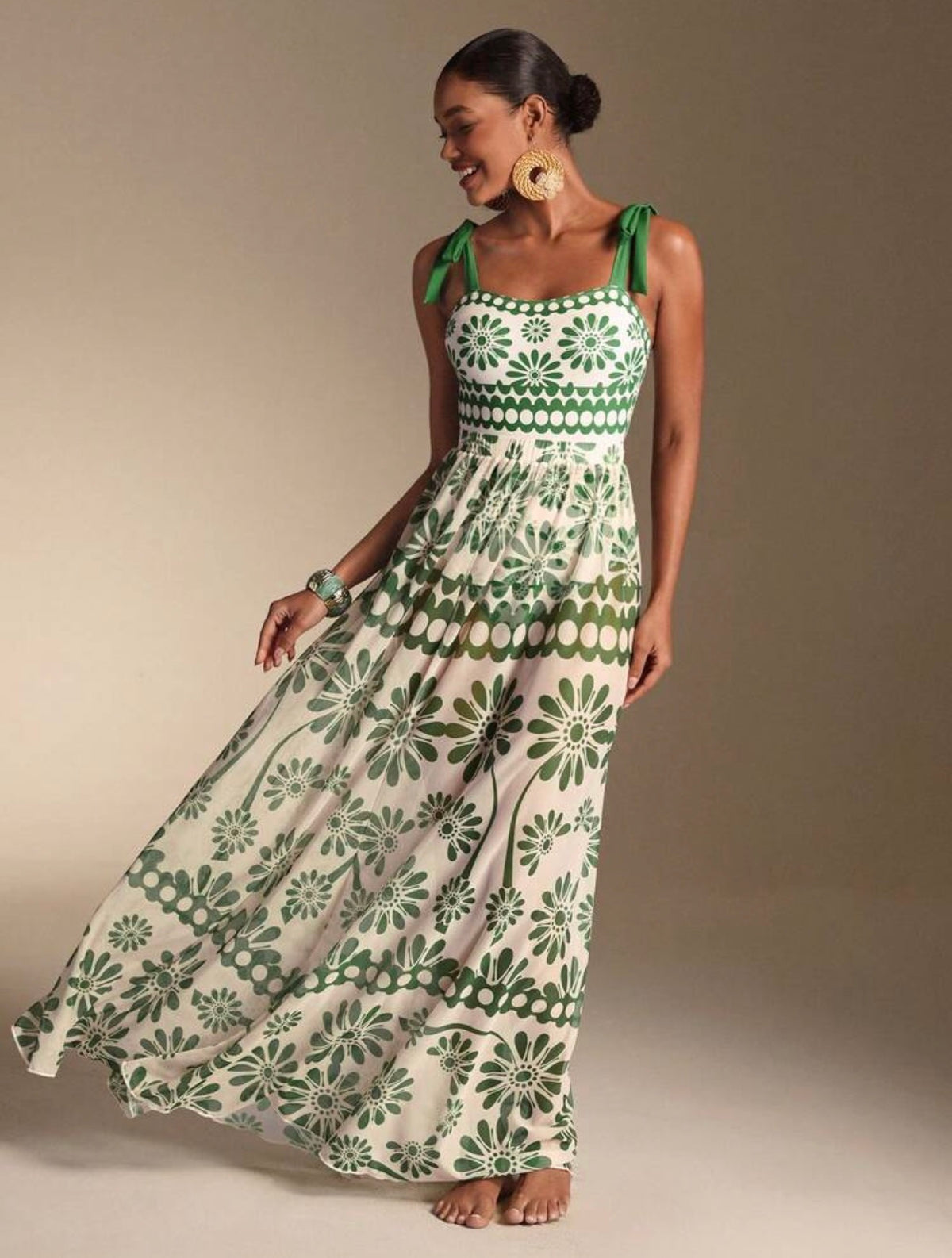Conjunto traje de baño con falda verde (dos piezas)