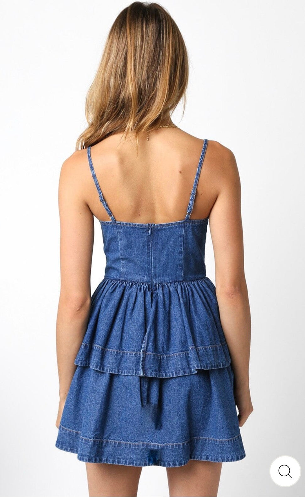 Vestido azul Denim corto de vuelos y tirantes
