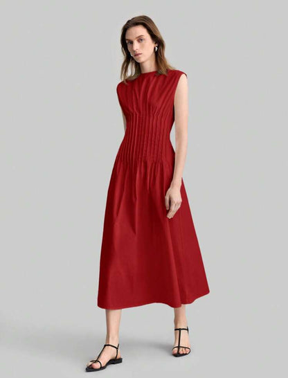Vestido rojo ocre largo