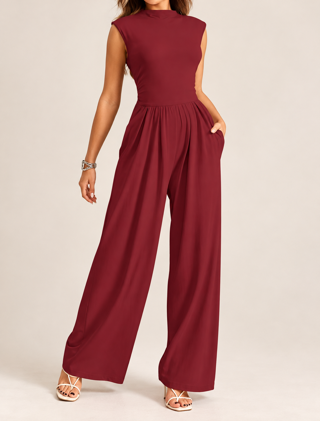 Jumpsuit rojo con hombreras