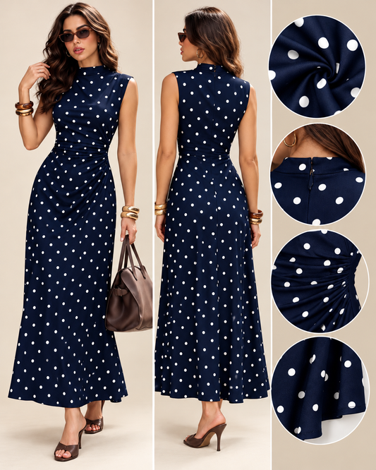 Vestido azul marino polka dot