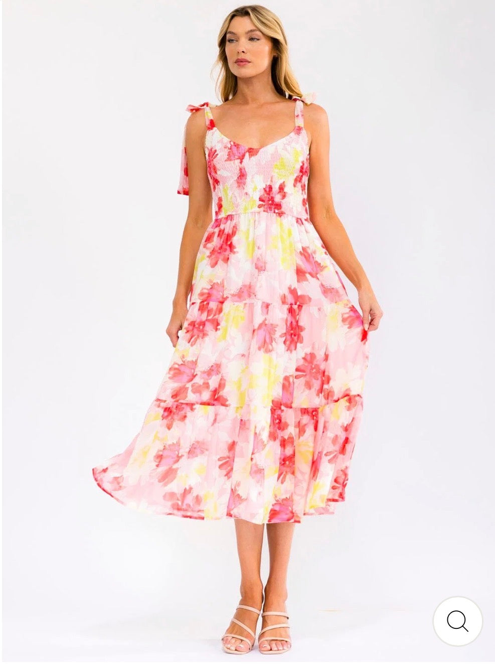 Vestido Fiorella floral rosado