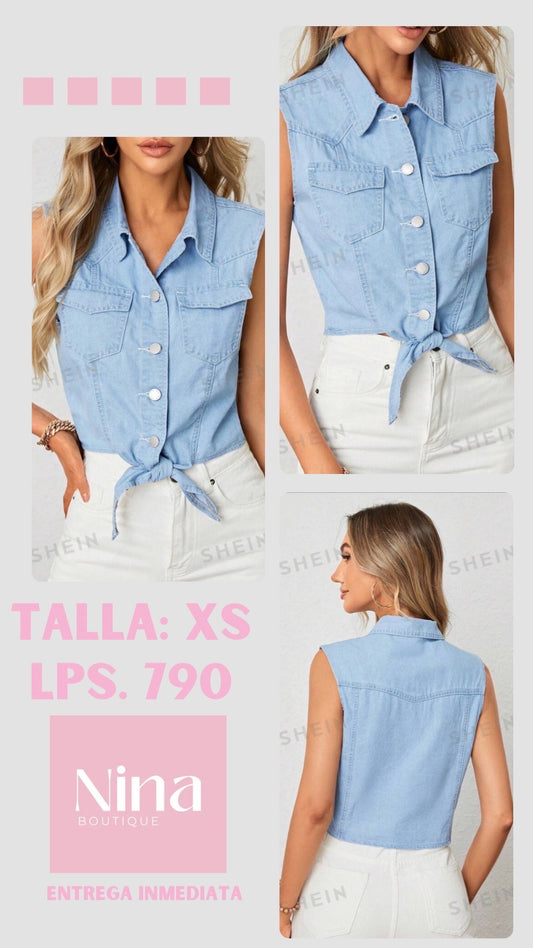 Camisa estilo jean sin mangas