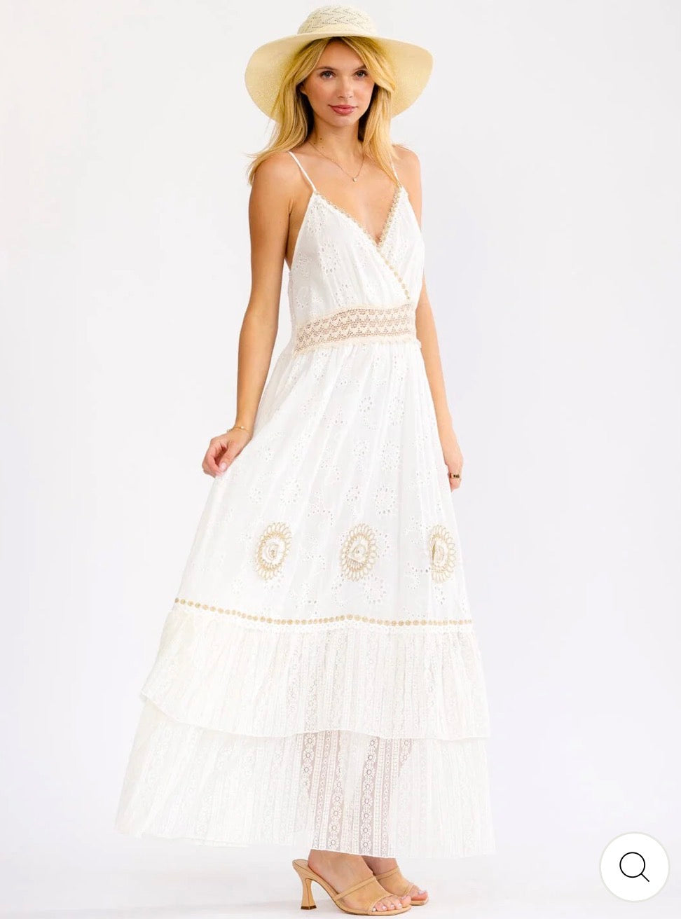 Vestido maxi blanco tipo crochet