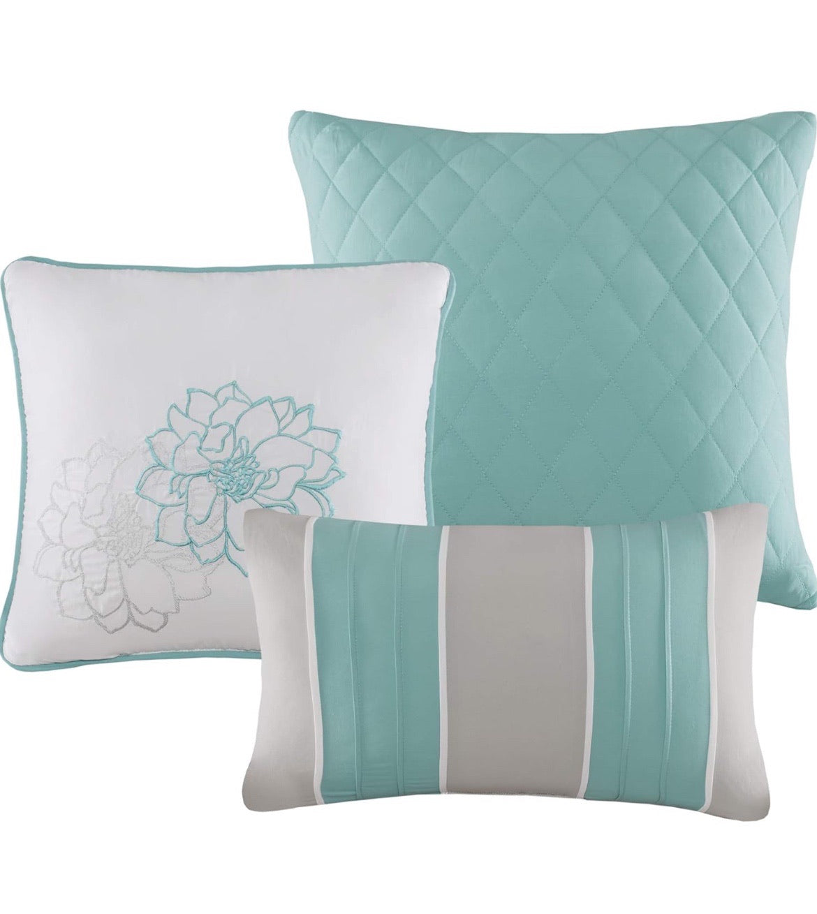 Madison Park Lola Reversible Aqua King - 6 piezas: 1 coverlet, 2 shams and 3 decorative pillows