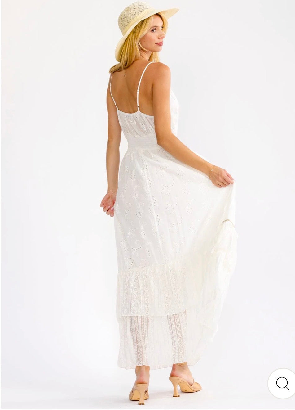 Vestido blanco maxi crochet de tirantes