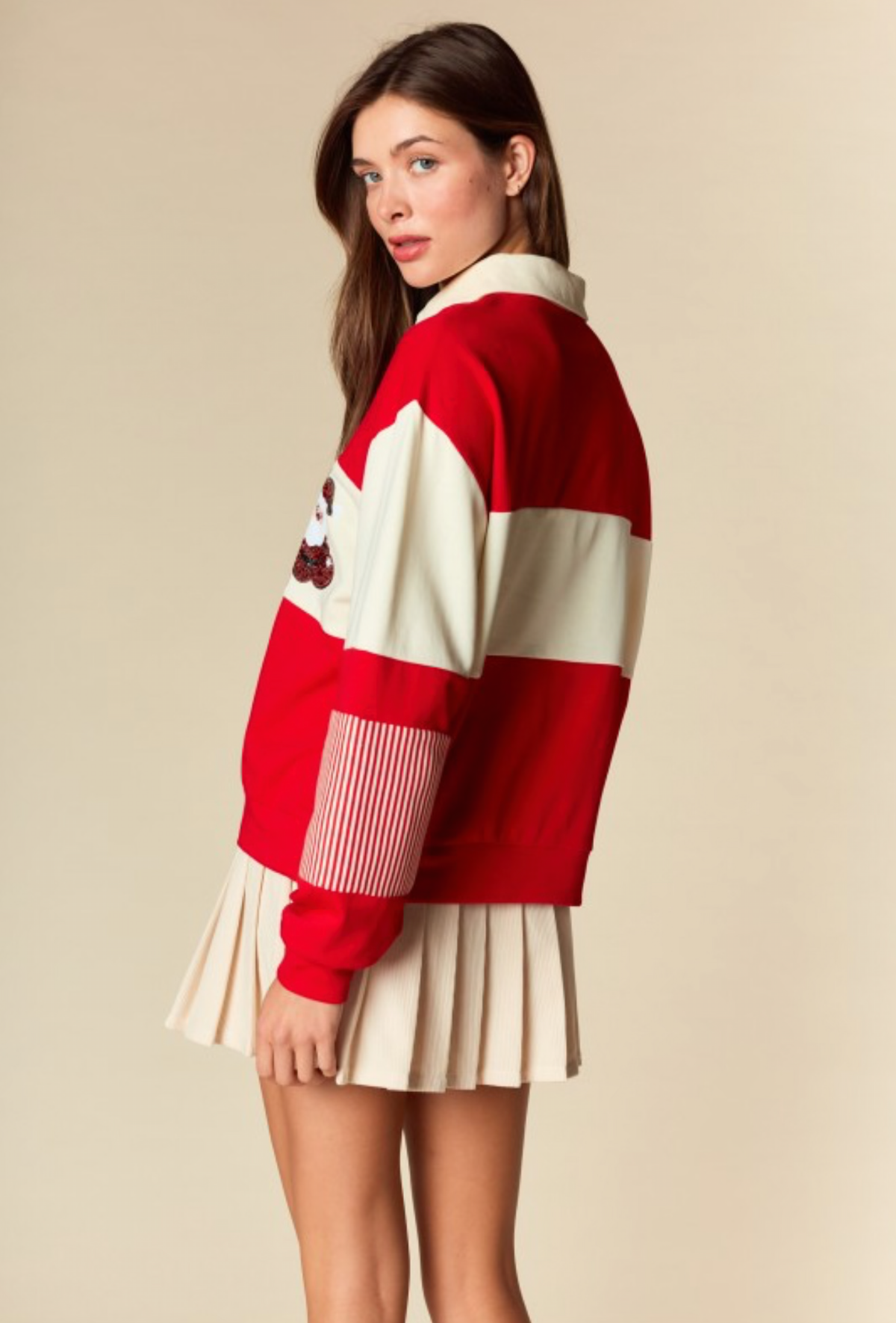 Suéter Santa Chic rojo y crema