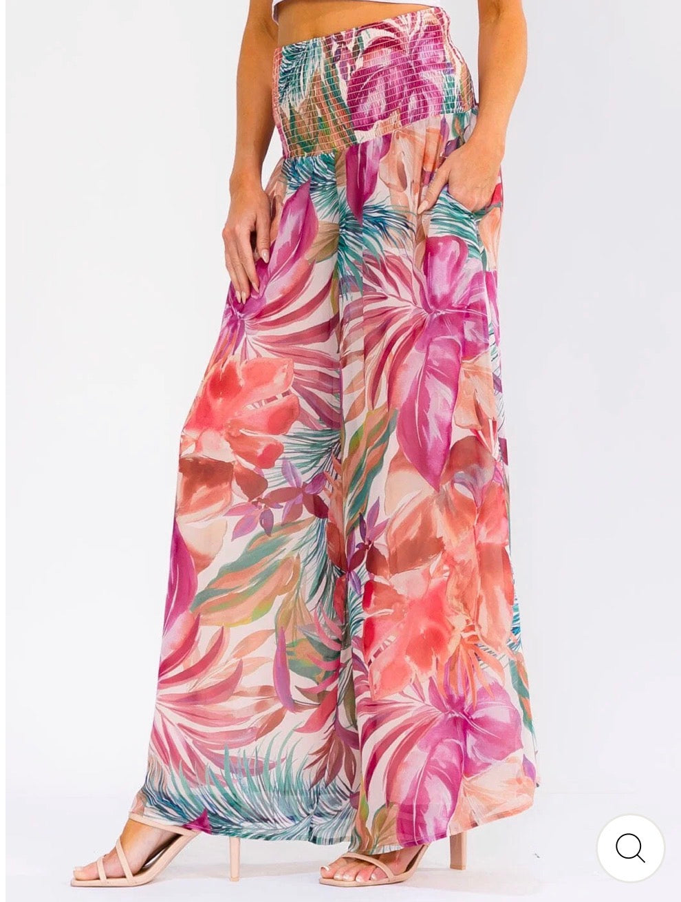 Pantalón Bora Bora floral rosado