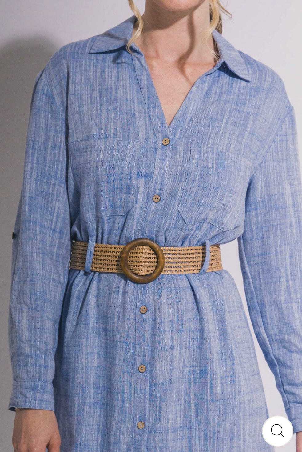 Vestido camisero midi azul celeste