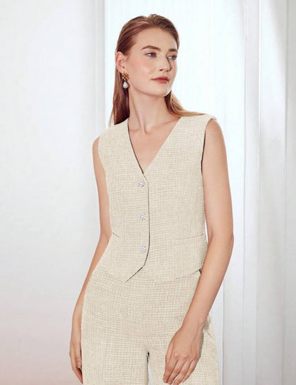 Blazer sin mangas color beige