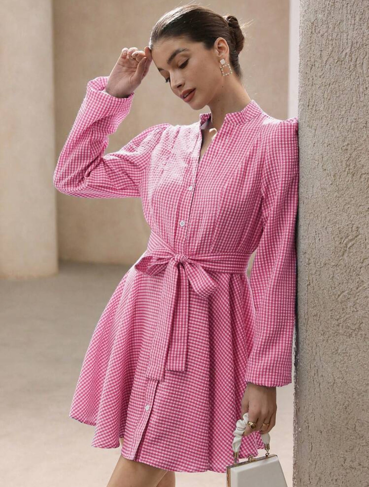 Vestido rosado y blanco