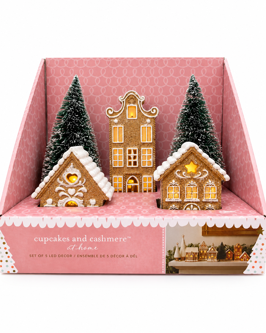 Set de Navidad casas y árboles - 5 piezas