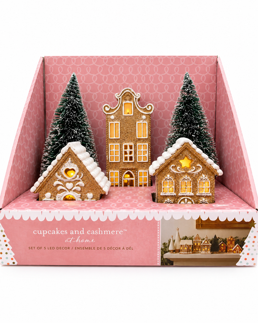 Set de Navidad casas y árboles - 5 piezas