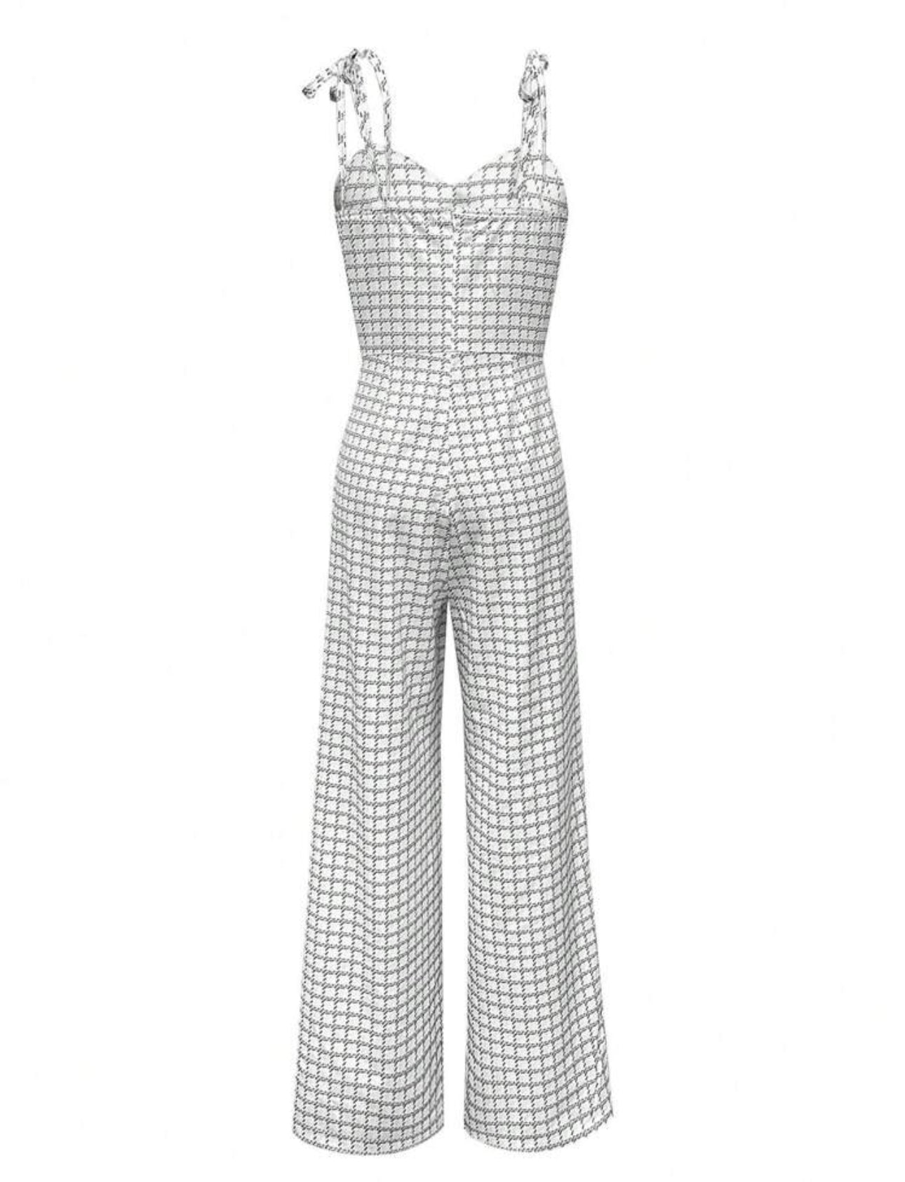 Jumpsuit estampado cuadriculado blanco y negro