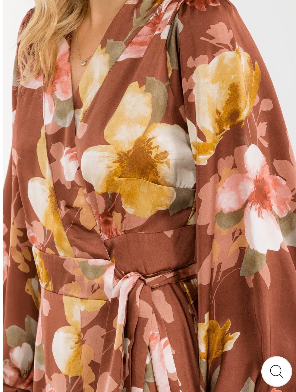 Vestido maxi floral café