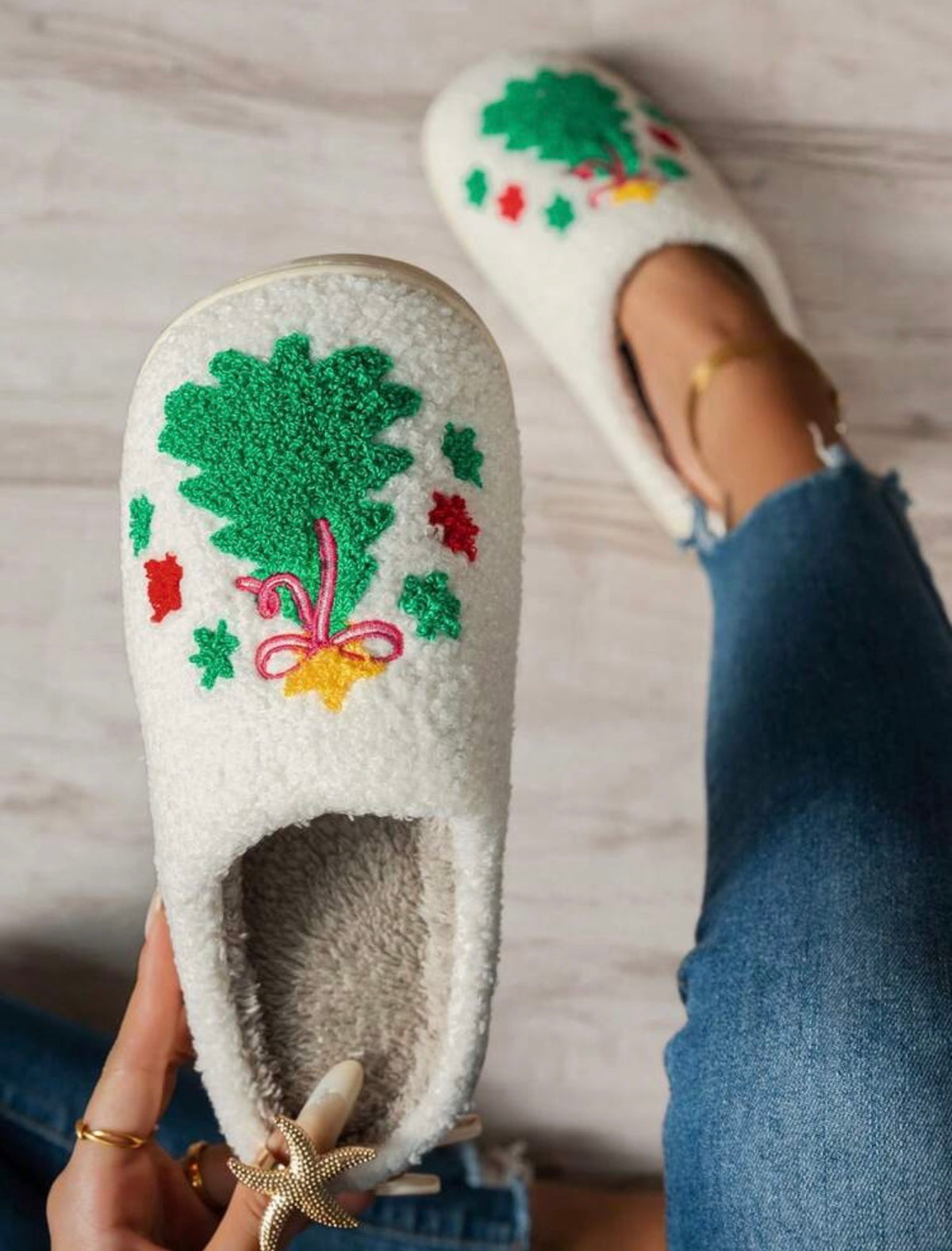Pantuflas arbolito estrella dorada