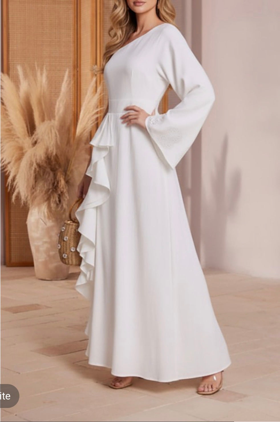 Vestido blanco maxi one shoulder