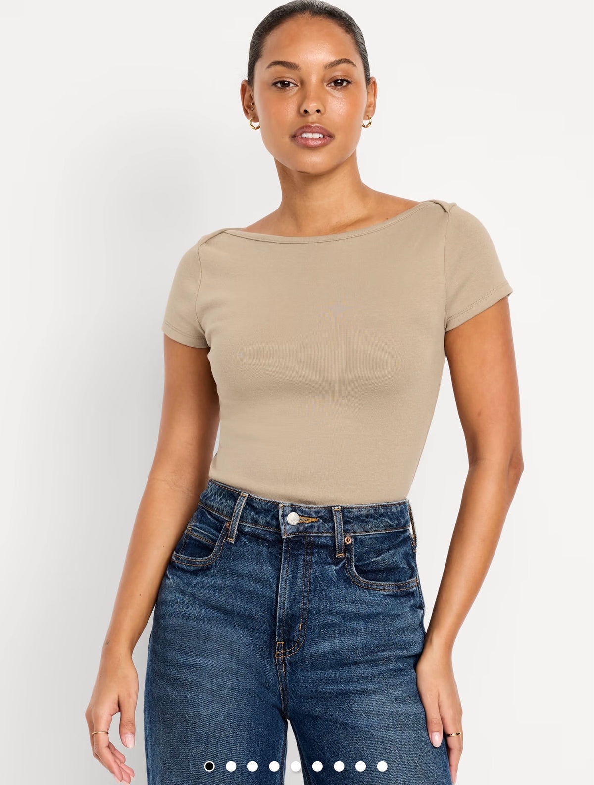 Camisa Snug Boatneck color beige Old Navy