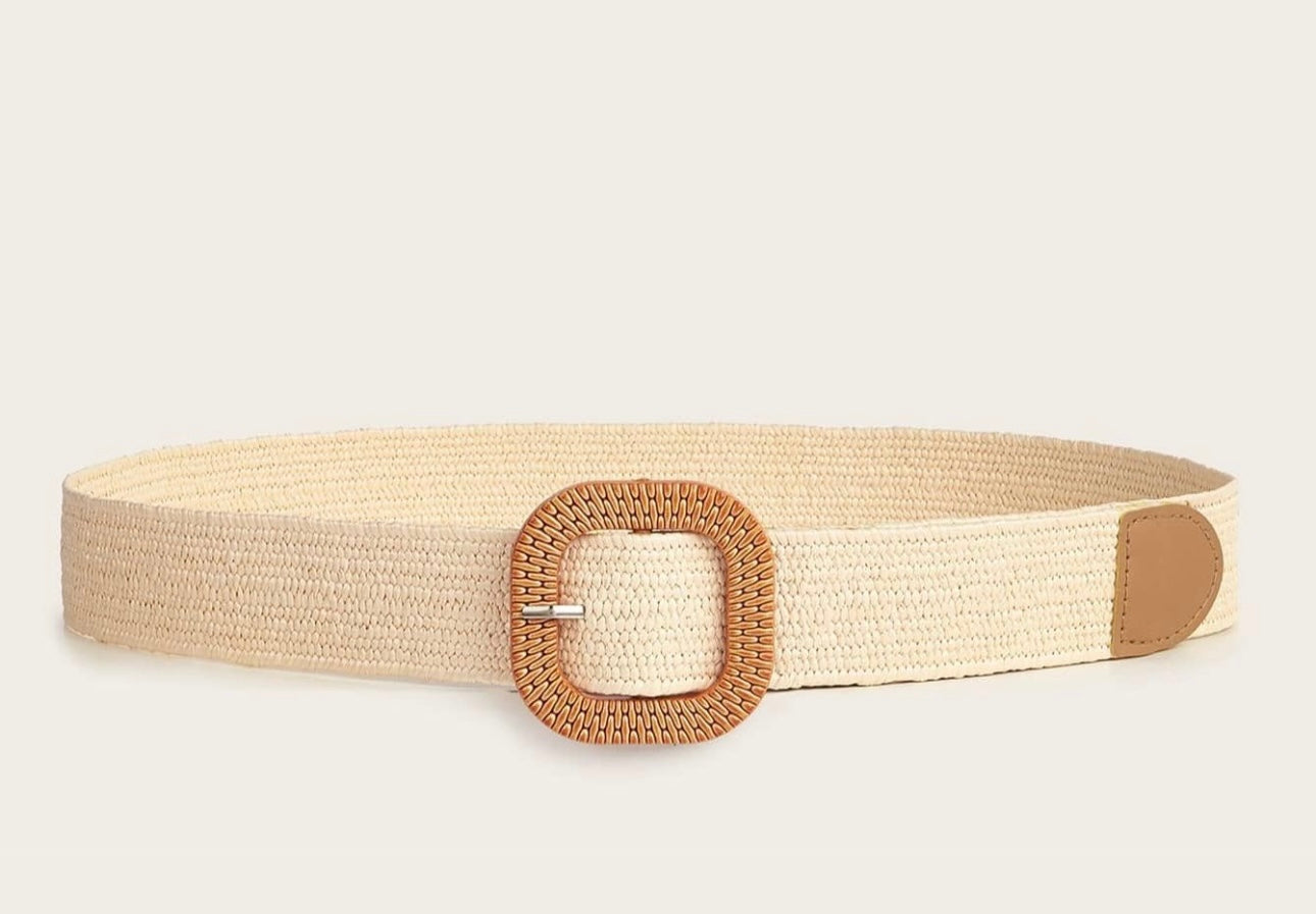 Faja beige clara hebilla cuadrada