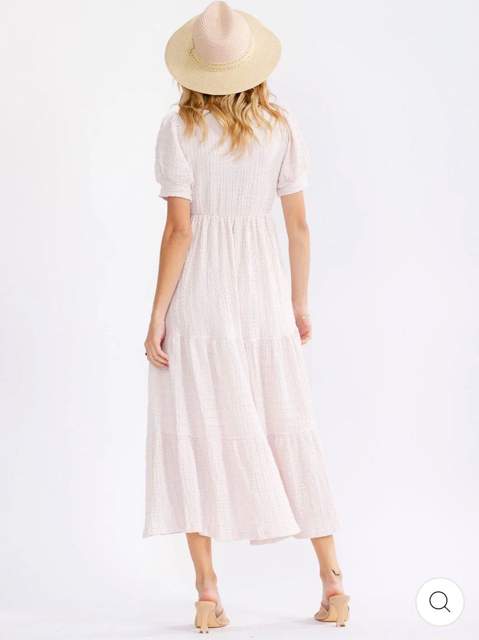 Vestido rosado pálido maxi con bolsilllos
