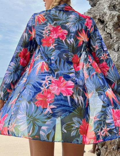 Traje de bano 3 piezas rosado y azul marino