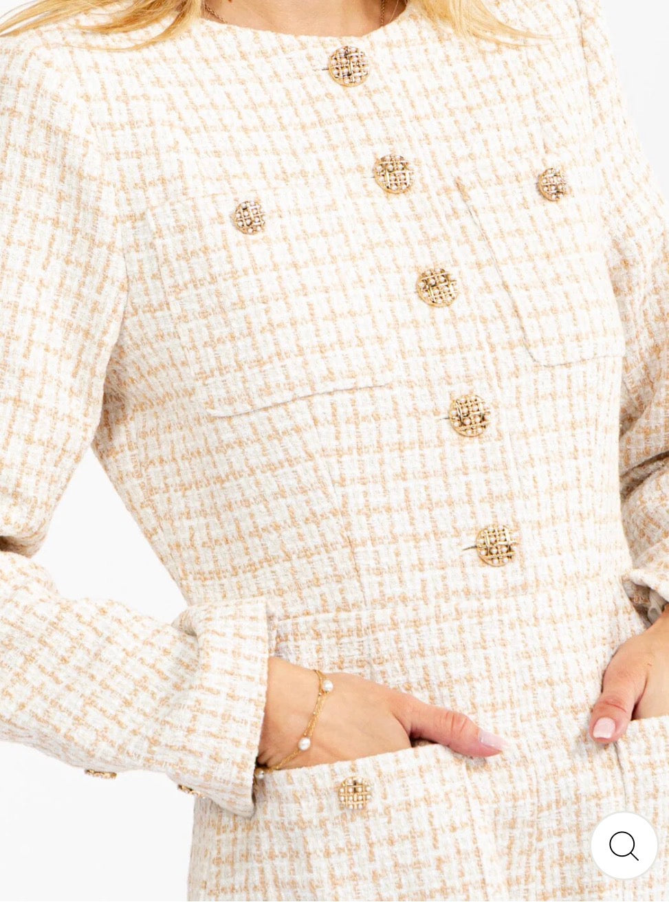 Tweed romper beige