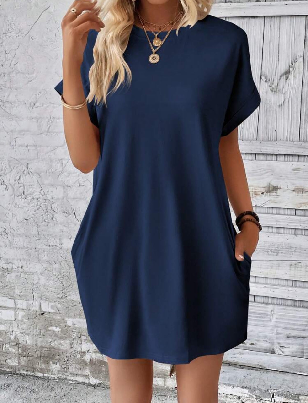 Vestido azul con bolsillos