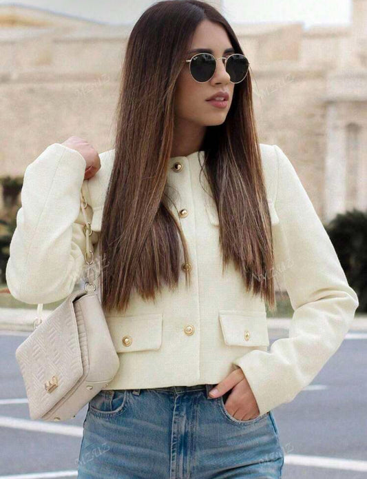 Chaqueta casual albaricoque manga larga