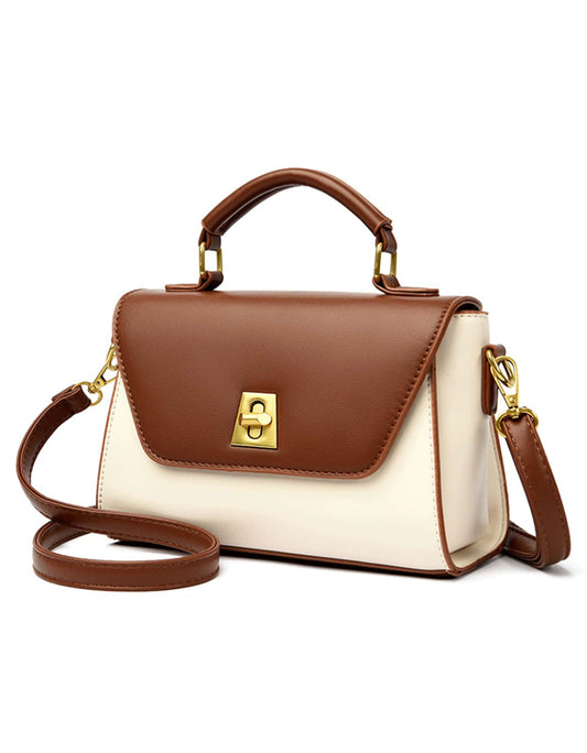 Cartera cuadrada beige y café