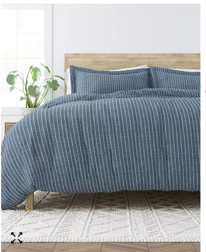 Kaycie Gray - Full/Queen Reversible Duvet Cover Set  3 Piezas, Verde con puntos blancos, Queen