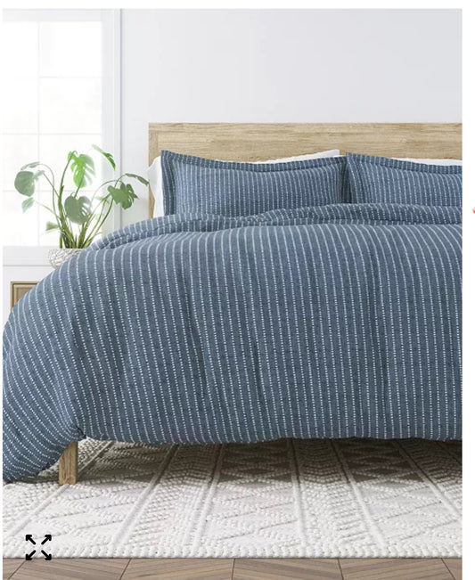 Kaycie Gray - Full/Queen Reversible Duvet Cover Set  3 Piezas, Verde con puntos blancos, Queen