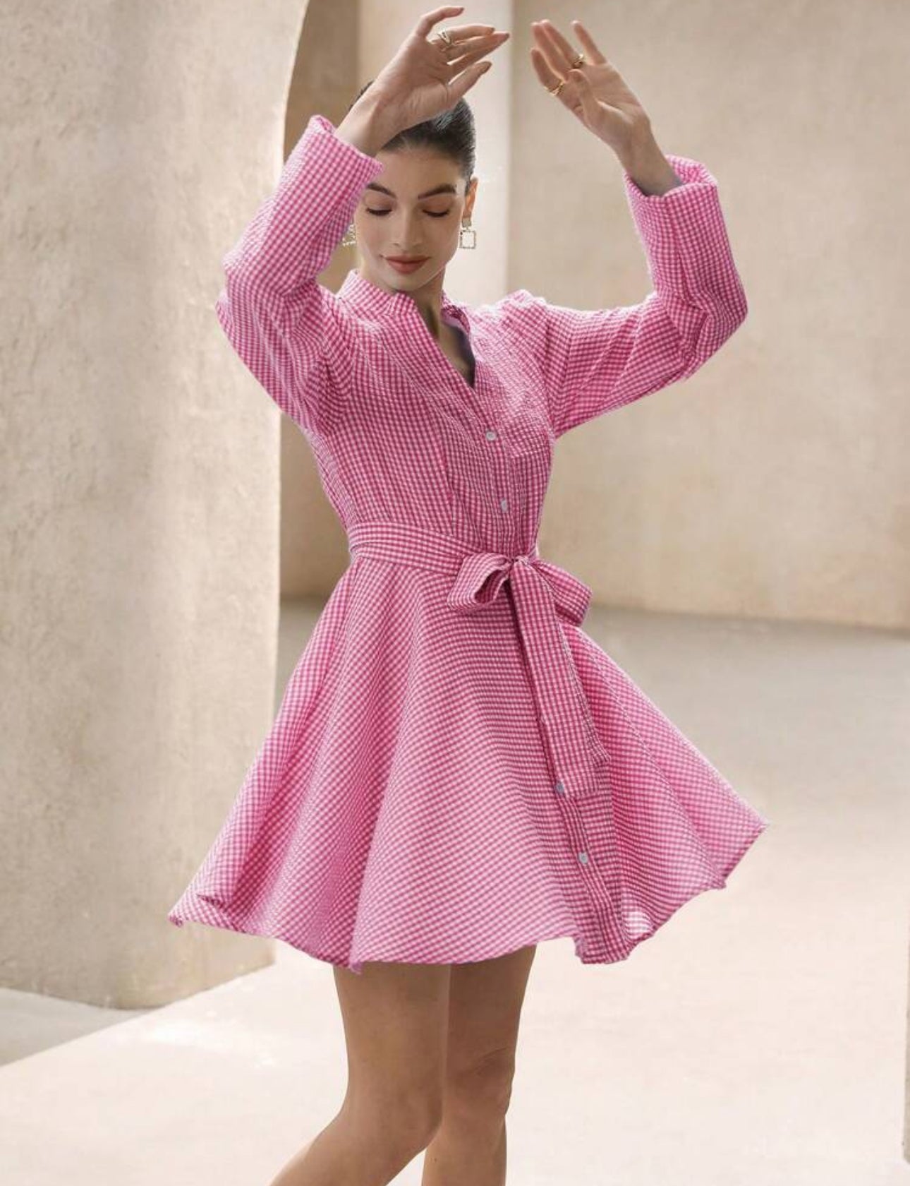 Vestido rosado y blanco