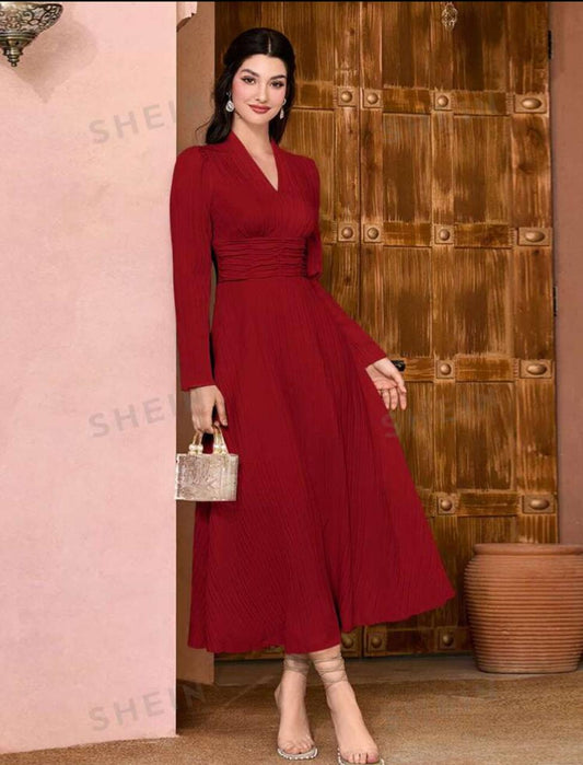 Vestido rojo cuello en V
