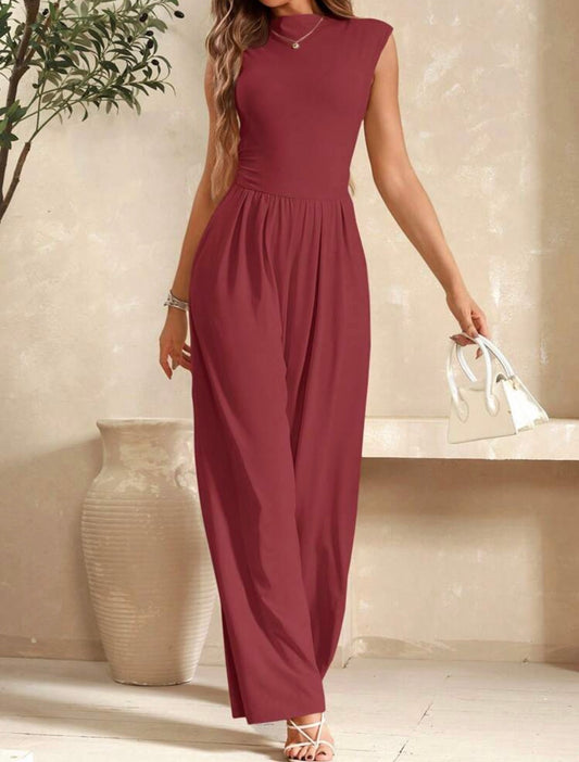 Jumpsuit terracota stretch con bolsillos